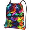 YYHHAOFA Rainbow Rose Prints - Zaino con cerniera e coulisse, leggero, impermeabile, con tasca frontale, per viaggi, sport e yoga