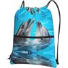 HJFCZH Cool delphin Prints - Zaino con cerniera e coulisse, ultra resistente, impermeabile, per viaggi e sport, custodia leggera e pieghevole