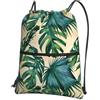 HJFCZH Zaino con cerniera e coulisse con stampa di foglie di banana verde, borsa da palestra ultra resistente all'acqua per viaggi e sport, custodia leggera e pieghevole