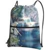 HJFCZH Lake Fairy Prints, zaino con coulisse e cerniera, ultra resistente, impermeabile, per viaggi e sport, custodia leggera e pieghevole