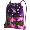 YYHHAOFA Zaino con cerniera e coulisse con stampa di fiori e farfalle, impermeabile, da viaggio, con tasca frontale e organizer interno