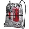 YYHHAOFA London Red Phone Booth Prints, zaino con cerniera e coulisse, impermeabile, da viaggio, con tasca frontale e organizer interno