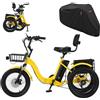 WuXQuuzlh Triciclo Bici Pieghevole Elettrica per Adulti 18 Pollici, Cambio a 7 Rapporti, Freni a Disco Doppi, Display LCD + Copertura Antipolvere In Tessuto 600D per Ciclismo All'Aperto Yellow