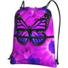 YYHHAOFA Zaino con cerniera e coulisse con stampa di farfalle e fiori viola, borsa da viaggio impermeabile con tasca frontale e organizer interno