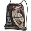 YYHHAOFA Zaino da cowboy, cappello nero, con stampa di stivali western, con coulisse e cerniera, impermeabile, da viaggio, con tasca frontale e organizer interno