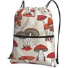 WHJDPP Zaino con cerniera e coulisse con stampa di funghi rossi, leggero, impermeabile, con tasca frontale e organizer interno, ideale per viaggi, yoga ed escursionismo
