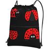YYHHAOFA Zainetto con cerniera e coulisse stampa coccinella - Borsa da viaggio impermeabile con tasca frontale e organizer interno