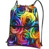 YYHHAOFA Rainbow Rose Prints - Zaino con cerniera e coulisse, impermeabile, da viaggio, con tasca frontale e organizer interno