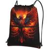 WHJDPP Zaino con chiusura lampo con coulisse e stampa Phoenix arancione rosso - Borsa sportiva leggera impermeabile con tasca frontale e organizer interno - ideale per viaggi, yoga ed escursionismo