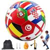 CLIUNT Pallone da Calcio Taglia 5 con Bandiere Mondiali, Palla da Calcio per Interni ed Esterni, Pallone da Allenamento Standard con Pompa, 2 Aghi, Rete e Borsa, per Esercizi, Partite e Regali