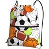 WHJDPP Zaino con coulisse e cerniera, con varie stampe di palloni sportivi, leggero, impermeabile, con tasca frontale e organizer interno, ideale per viaggi, yoga ed escursioni