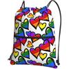 YYHHAOFA Zaino con cerniera e coulisse con stampa di cuori colorati arcobaleno Gay Pride - Borsa da viaggio impermeabile con tasca frontale e organizer interno