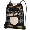 YYHHAOFA Jazz Drum Prints, zaino con cerniera e coulisse, impermeabile, da viaggio, con tasca frontale e organizer interno