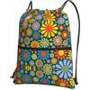 YYHHAOFA Zaino con cerniera e coulisse, motivo floreale, leggero, impermeabile, con tasca frontale, per viaggi, sport e yoga