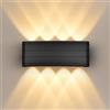 GeyouLux Lampada da Parete LED per Interni/Esterni IP65 8W 2700K 1PC Nero | Up & Down Applique da Parete con 8 Sorgenti Luminose Bianco Caldo per Soggiorno Camera Scale Garage