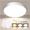 OOWOLF Confezione da 2 Plafoniere LED Soffitto 24W 23CM, 3 Toni Luce Regolabili ((3000K/4000K/5000K) — Metallica Moderna Luce Tonda per Bagno, Cucina, Cameretta, Ingresso