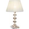 Generico LUCECLASS - C569 Lampada da comodino classica artigianale elegante in ottone spazzolato e cristallo, con paralume in misto seta plissettato avorio, per camera da letto, soggiorno, corridoio, hotel.