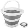 ZOSIGN Secchio Pieghevole 5 Litri Secchio per Pulizie con Manico Salvaspazio Portatile per Cucina Spiaggia Camping Autolavaggio Pesca Giardinaggio Esterni (Grigio)