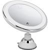 Fockety Specchio Ingranditore con Luce, Specchio per Trucco Illuminato Ingranditore 10X con Ventosa, Schiarimento a 3 Colori Dimmerabile, Specchio Cosmetico con Ingrandimento per Bagno