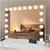eklipt Specchio da trucco con illuminazione, 80 x 60 cm, Hollywood con illuminazione, specchio cosmetico, 18 LED, 3 colori di luce con USB 10X, ingrandimento Touch Control tavolo (18 LED bianco)