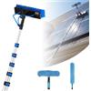 VEVOR Kit di Pulizia per Pannelli Fotovoltaici, 12 m, Spazzola con Asta Telescopica per Lavaggio di Pannelli Solari su Tetti e Finestre, con Attacco Acqua, Dispenser di Sapone, Testa Ruotabile a 180°