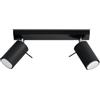SOLLUX lighting Ring 2 Lampada da parete | Design moderno e minimalista, regolabile braccio e direzione della luce | Lampadina GU10 sostituibile, 2 x 40 W | Acciaio, nero, 30 x 6 x 16 cm