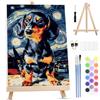 MOTGOM Dipingere con i Numeri Adulti con Telaio, Bassotto Cielo Stellato Dipingere con i Numeri Adulti, Decora la Casa Regalo, Acrilici per Dipingere per Principianti e Adulti 20x30cm