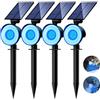 nipify 4 Pezzi Faretti Solari a Led da Esterno, 3 Modalità Luci Solari da Giardino Potenti, Impermeabile Lampade Solare per Patio, Garage, Cortile, Parete, Prato (Blu)