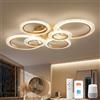 YUNLONG Lampadario Soggiorno Smart a 6 Anelli, Plafoniera Soffitto LED Compatibile con Alexa e Google Home, Luce a Soffitto Dimmerabile App/Tuya (40W, 4000LM), Funzione Memoria e Timer, Oro