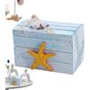 Generic Scatola portaoggetti per gioielli in legno da spiaggia organizer per gioielli da spiaggia gioielli marini con decorazioni stelle marine per la decorazione