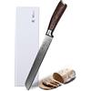 Wakoli EDIB coltello da pane in acciaio damasco con nucleo VG10, lama da 20 cm, manico ergonomico in Pakkawood, confezione regalo, taglio preciso per pane e croste croccanti