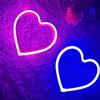 HFHungkeong Segno del Heart Led 2 pezzi,Lampada al neon a forma di cuore d'amore di San Valentino alimentata a batteria per Matrimonio Decorazione della parete della stanza delle donne della ragazza(Rosa+Blu)