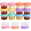 Korechain Set 12 Contenitori Ermetici per Salse 80ml con Coperchio a Vite, Scatole Porta Snack Colorate in Plastica PP Vasetti Impilabili per Freezer e Frigo, Conservazione Alimenti a Tenuta Stagna
