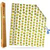 Cuxawamiyo Involucri di Cera d'api Rotolo 33 x 100 cm, Pellicola Trasparente Riutilizzabile tagliabile con Motivo Kiwi, Tessuto Cerato per Alimenti in Cotone e Cera d'api