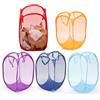 LIFEDYLUK 5 Pezzi Cesto Portabiancheria Pieghevole a Rete, Portabiancheria Pop Up con Manici Rotondo, Portabiancheria Blu, Giallo, Rosso, Viola, Verde, per Vestiti Sporco, Giocattoli 50 x 30 x 30 cm