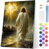EOBROMD Gesù Dipingere con i Numeri Adulti con Telaio, Paint by Numbers, Tramonto Kit di Pittura acrilica Fai-da-Te per Adulti con Pennelli Pittura a Pigmento Acrilico 20x30cm