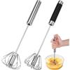 AetherAurora 2 Pezzi Frusta Semiautomatica in Acciaio Inossidabile 10 Pollici Frusta | Multifunzionale Frustino Cucina,Rotante a Spinta, Per La Miscelazione, Battere, Frustare, Mescolare, Cuocere