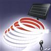 HEGEHE 24V 1200mAH striscia LED solare [0.5M, bianco 6000-6500K], 240 LEDs/m luce da giardino solare in silicone, flessibile e impermeabile IP68, 8 modalità, illuminazione per la casa