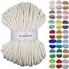Sznurkomania, Cordoncino in cotone macramè, 9 mm, 100 m, molti colori, filato di cotone intrecciato con nucleo per macramè, per uncinetto, borsa all'uncinetto, colore ecru