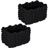 Zbozzba Cestino portaoggetti,Cestino bagno,Dimensioni: 19x15x12 cm, 2 Pezzi, Nero