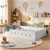 OLIVIBED Letto da Pavimento 140x200 cm, Letto per Bambini con Protezione anticaduta e Rete a doghe, Letto Montessori con Porta di Pino, Letto Montessori, per cameretta dei Bambini e Sala
