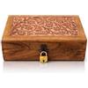 The Great Indian Bazaar Global Village Bazaar, Grandi idee regalo di compleanno Portagioie in legno decorativo fatto a mano con lucchetto e chiave Portagioie Organizer Storage Box Treasure Chest, rosa, 20 x 12 x 6 cm