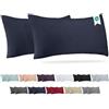 Barbons Federe 40 x 80 cm blu navy set di 2-100% Jersey di Cotone - Copri Cuscino per Letto - Fodera Protezione