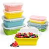 Druuzyl 4 Contenitori Alimentari Pieghevoli in Silicone (800ml+1200ml) - Lunch Box Bento Senza BPA - Per Microonde/Lavastoviglie/Congelatore - Impermeabili e Stackable per Conservazione Cibi