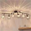 LVWIT Faretti da Soffitto Orientabili, Lampada Soffitto Cristallo 6 Luci, Faretti E14 Soffitto Cristallo, Plafoniera Soggiorno Faretto Nero per Barra, Salotto, Cucina, Corridoio (Senza Lampadina)