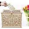 Hapivida Scatola Decorativa in Legno, Elegante Scatola con Serratura a Chiave per Carte Nuziali e Regali, Cassetta di Stoccaggio per Matrimoni e Compleanni, Artigianato di Qualità per Eventi Speciali