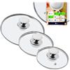 KADAX Set di 3 coperchi in vetro, 16/18/20 cm, con manico argentato, resistenti al calore, universali, per pentole e padelle, cottura visiva, meno schizzi, mantiene il calore