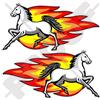 StickersWorld Adesivi per paraurti in vinile, motivo: cavallo fiammeggiante, stallone, colore bianco, 200 mm, 2 pezzi