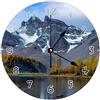 Funlucy Orologio da parete rotondo moderno - Montagna, fiume, neve, inverno tema naturale silenzioso senza ticchettio orologi da parete per cucina, ufficio, orologio da appendere retrò, 35,5 cm