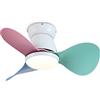 ycwdcz Lampadario con Ventilatore Piccolo Silenzioso DC Ventilatore Soffitto con Luce e Telecomando 6 velocità Reversibile 3 Pale, Mini Led Plafoniera con Ventilatore Integrato per Camera da Letto Bambini